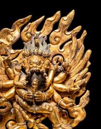 A Sino-Tibetan Gilt Bronze Figure of Hayagriva