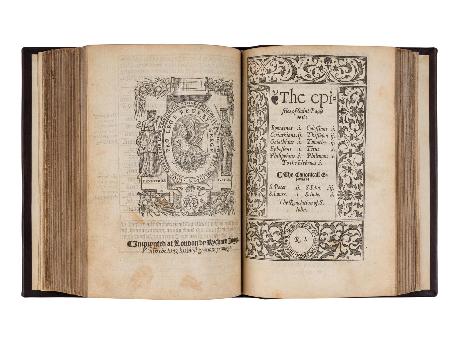 [BIBLE, in English]. The Newe Testament of our Sauiour Jesu Christe. Faythfully translated out of the Greke . London: Richard Jugge, 1552.