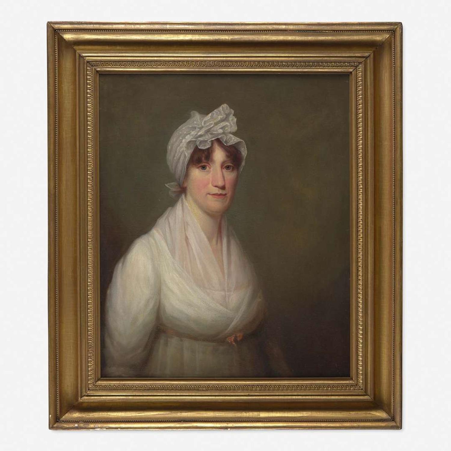 American School 19th century Pair of Portraits: Lady and Gentleman