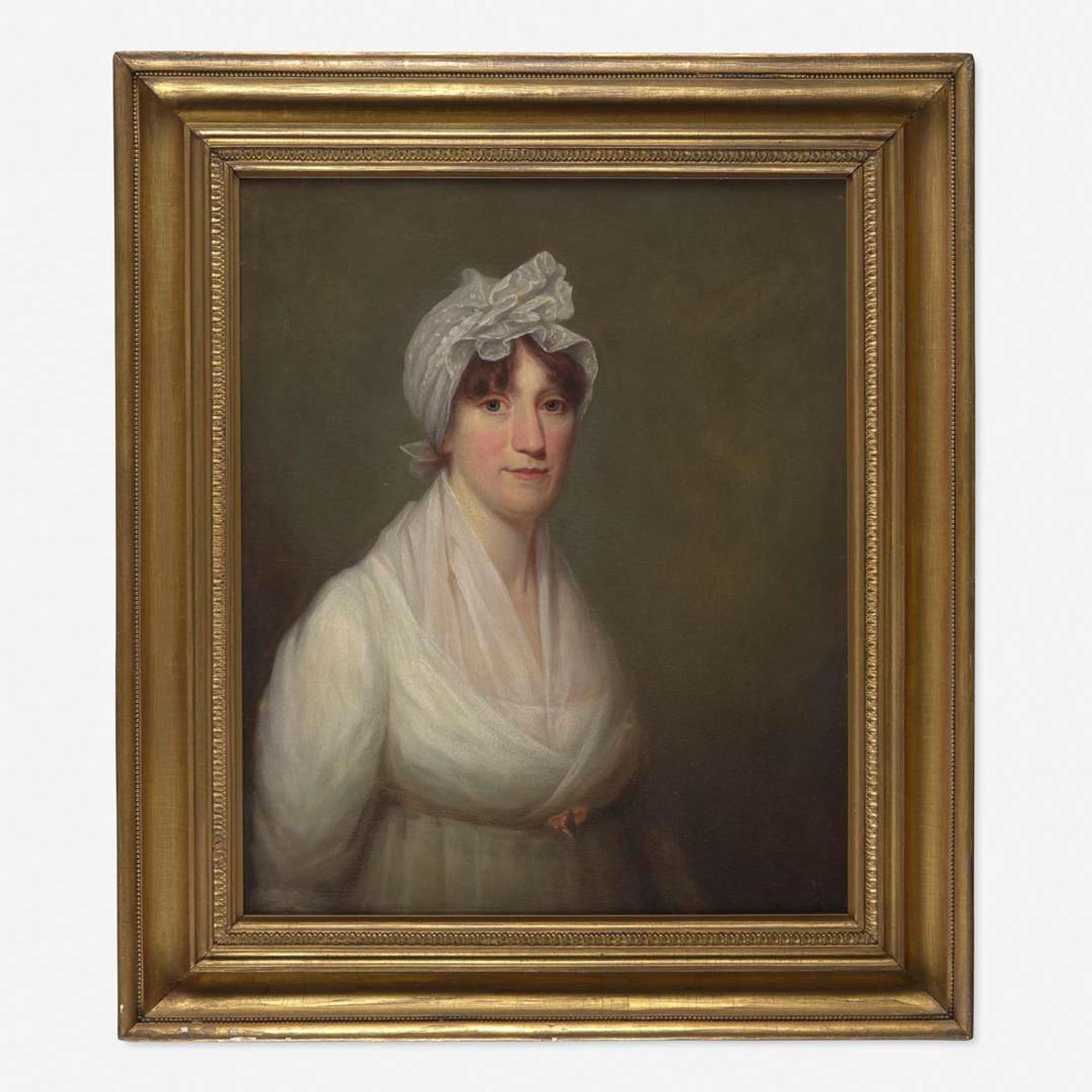 American School 19th century Pair of Portraits: Lady and Gentleman