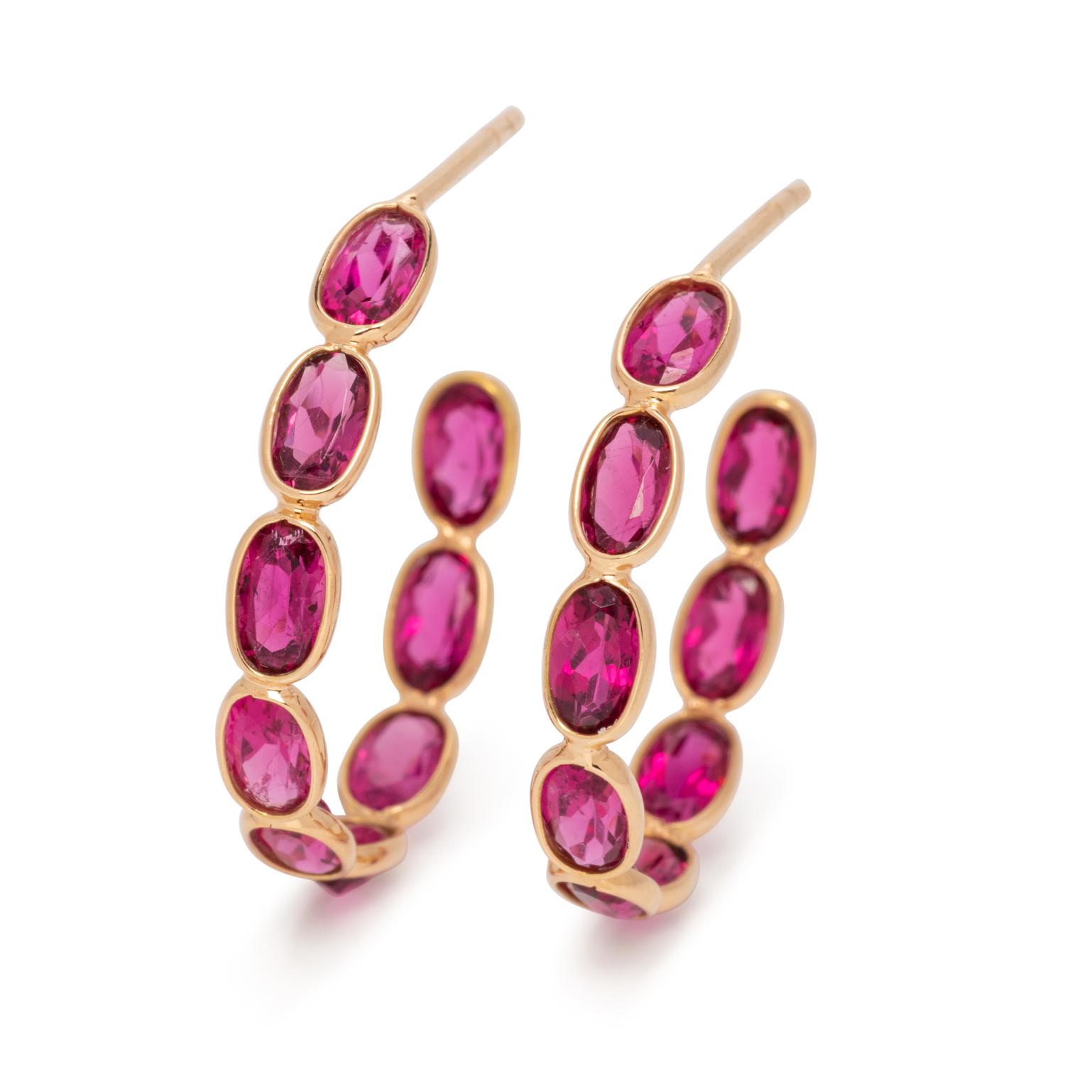 RUBELLITE HOOP EARRINGS