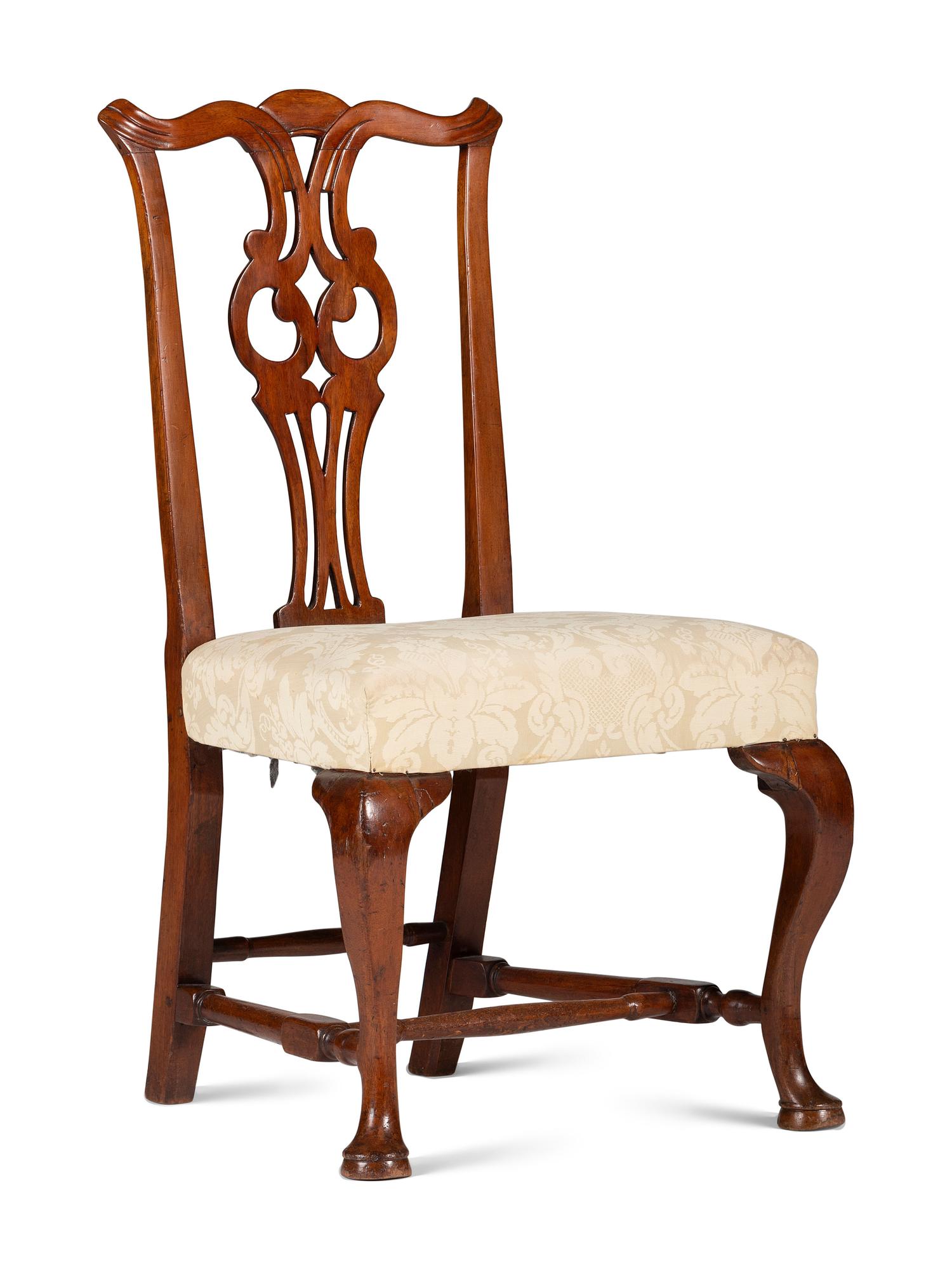 A Queen Anne Carved Cherrywood Owl's Eye Side Chair