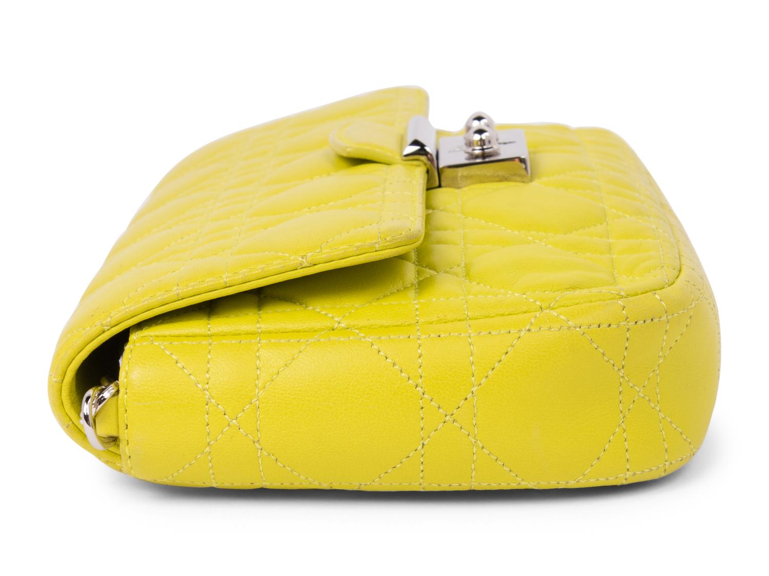 Christian Dior Yellow Cannage Clutch