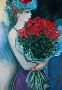 Petersson, (20th century), Lady with Red Flowers