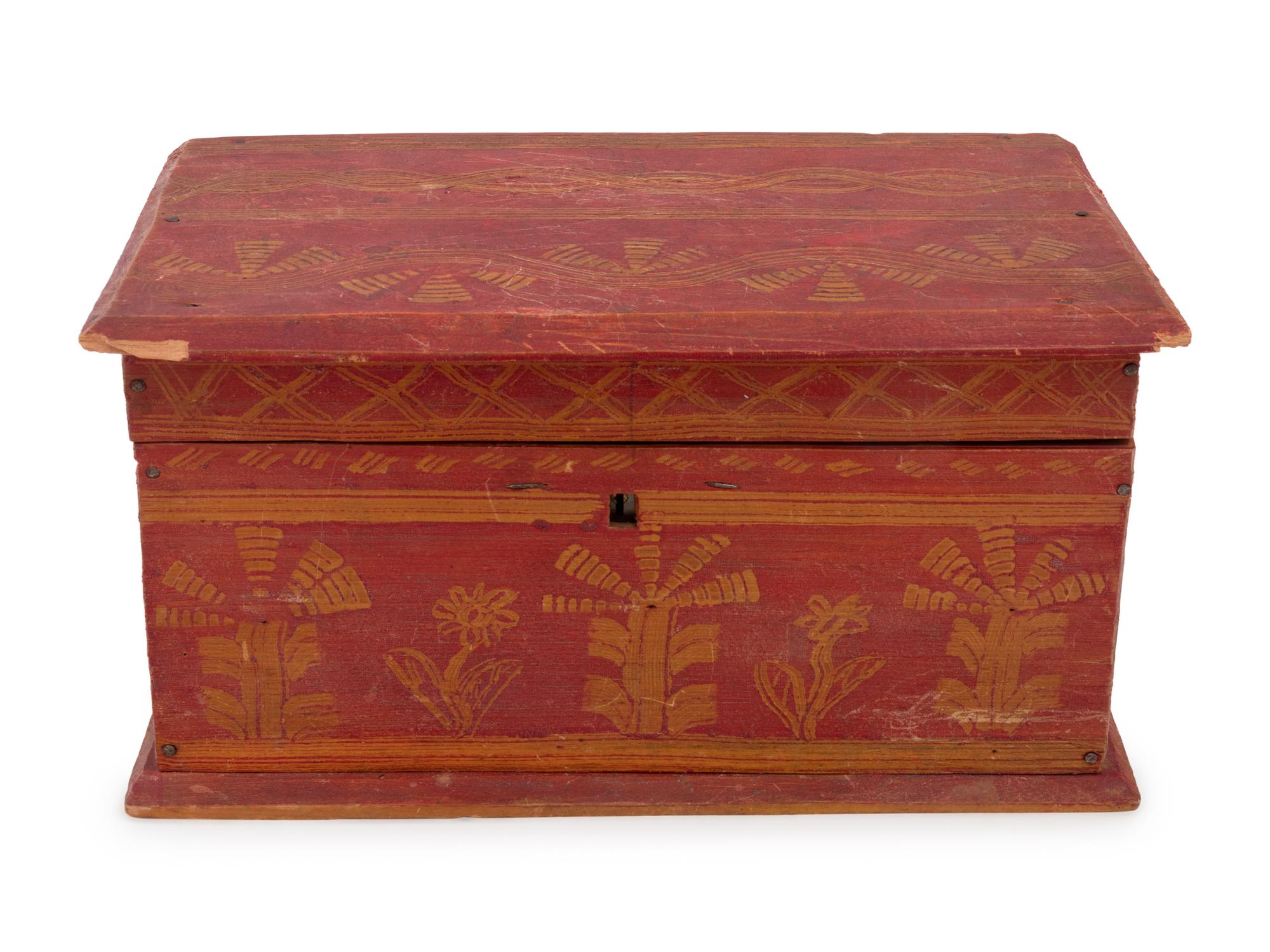 An American Polychrome and Parcel-Gilt Pine Table Casket