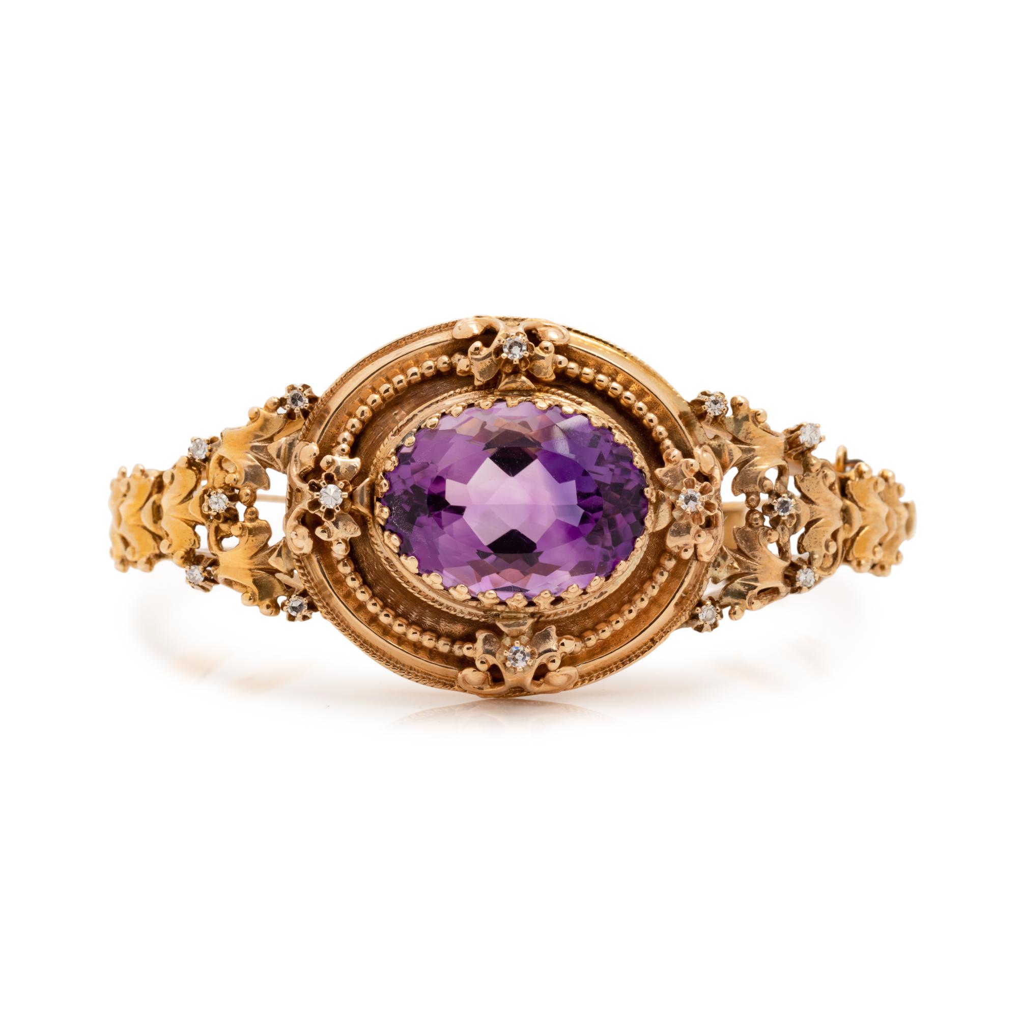 AMETHYST AND DIAMOND BANGLE BRACELET
