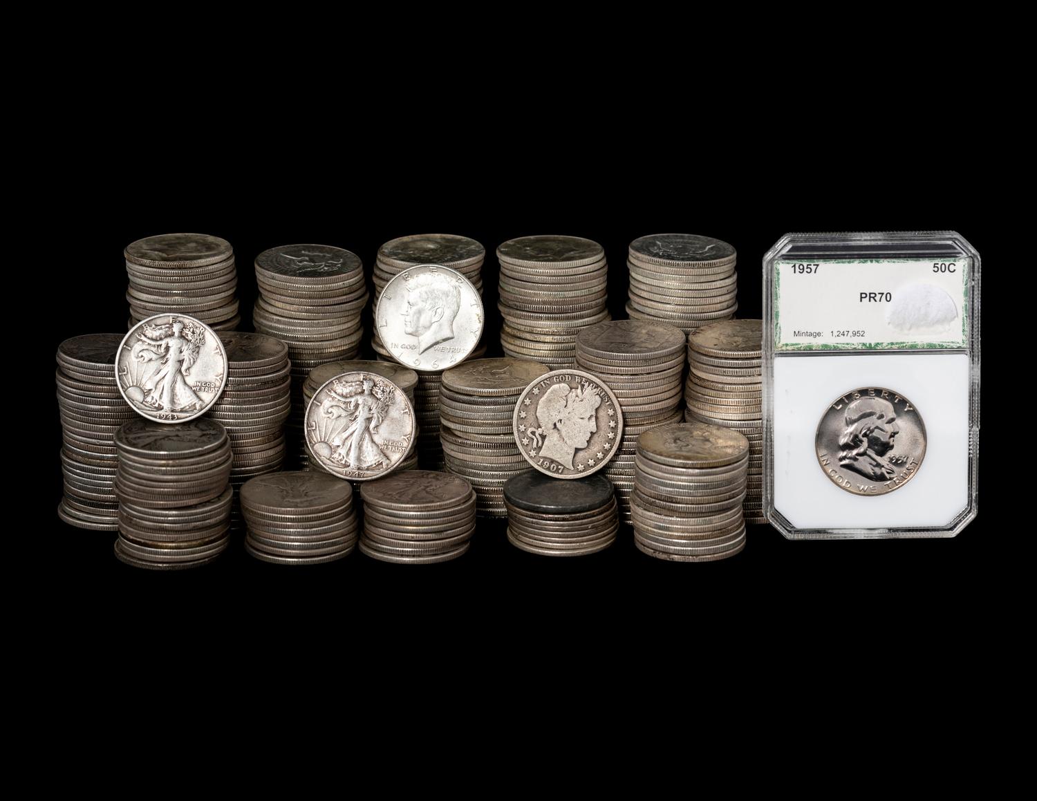 A Large Collection of Pre-1965 50c Coins