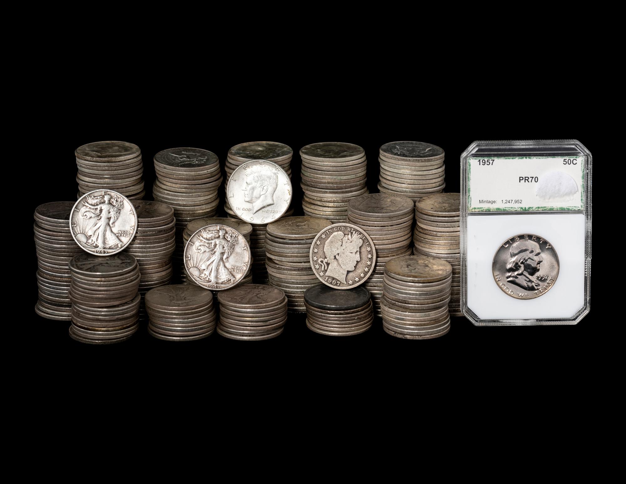 A Large Collection of Pre-1965 50c Coins