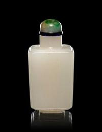A Pale Celadon Jade Rectangular Snuff Bottle