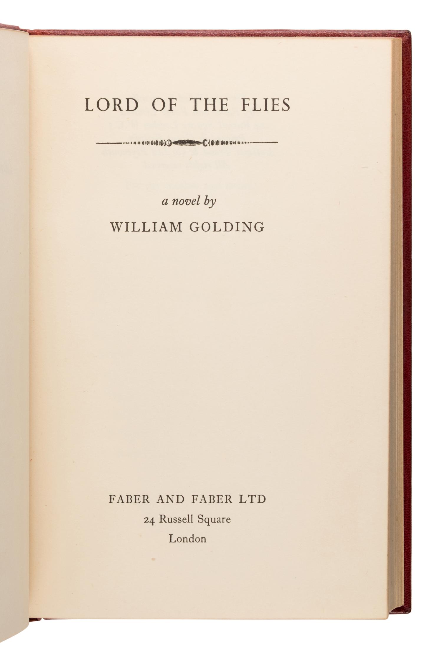 Golding, William (1911-1993). Lord of the Flies . London: Faber & Faber Ltd., 1954.
