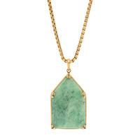 YELLOW GOLD AND AVENTURINE QUARTZ PENDANT/NECKLACE