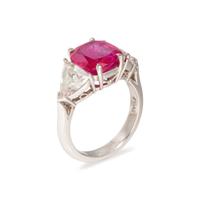 A RARE UNHEATED BURMESE RUBY AND DIAMOND RING