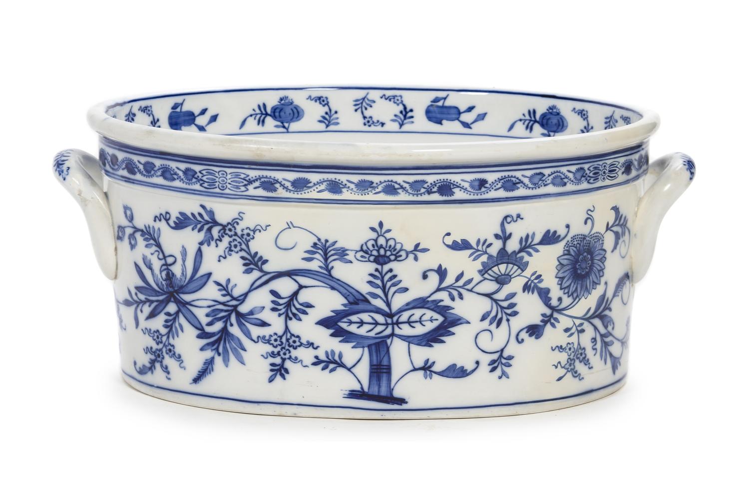 A Meissen Porcelain Cistern Width over handles 19 inches.