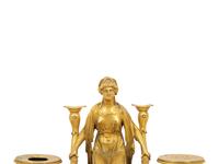 A Regency Gilt Bronze and Mahogany Ink Stand