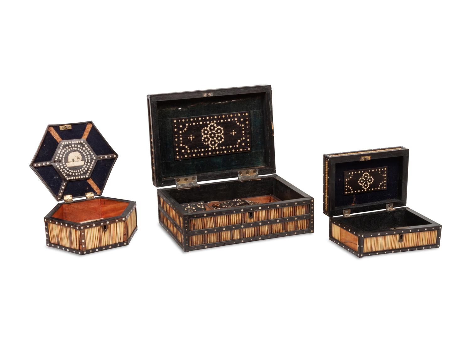 A Group of Anglo Indian Quill Boxes