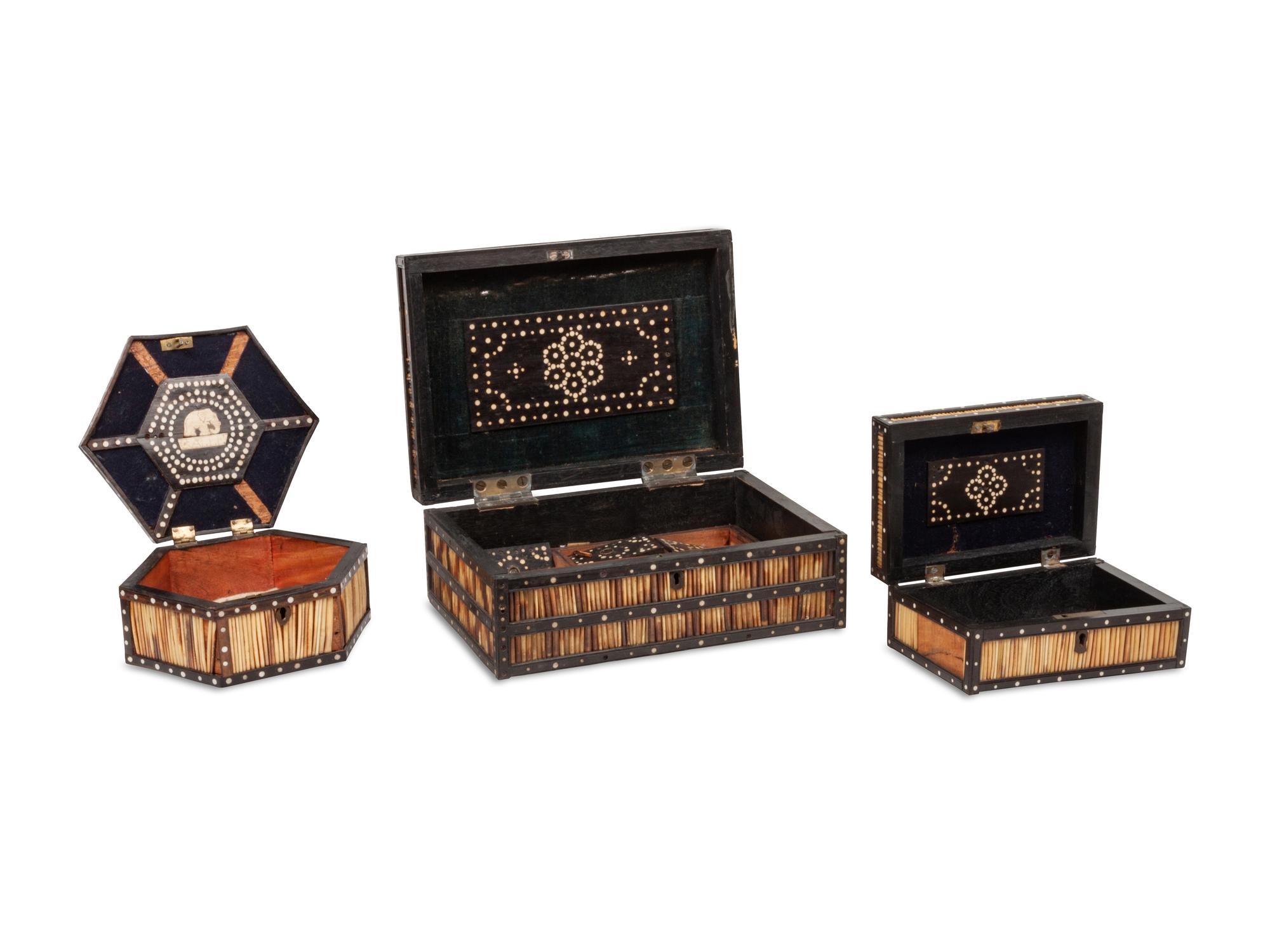 A Group of Anglo Indian Quill Boxes