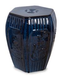 Six Chinese Blue Glazed Barrel-Form Hexagonal Garden Seats — 20TH CENTURY