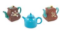 Three Chinese Yixing Pottery Teapots Height of tallest 5 1/2 inches. — LATE QING DYNASTY