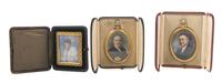 Nine Continental Portrait Miniatures, Height of first 5 3/4 inches.