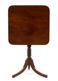 A George III Mahogany Tilt Top Tea Table Height 27 3/4 x width 22 1/4 x depth 22 1/4 inches.