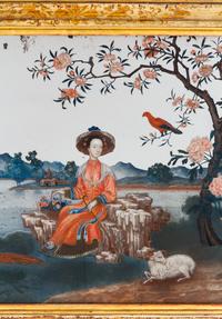 A Chinese Export Reverse Painted Glass Mirror — QIANLONG PERIOD (1735-1796)