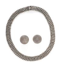 MEXICAN, SILVER NECKLACE AND EARRINGS