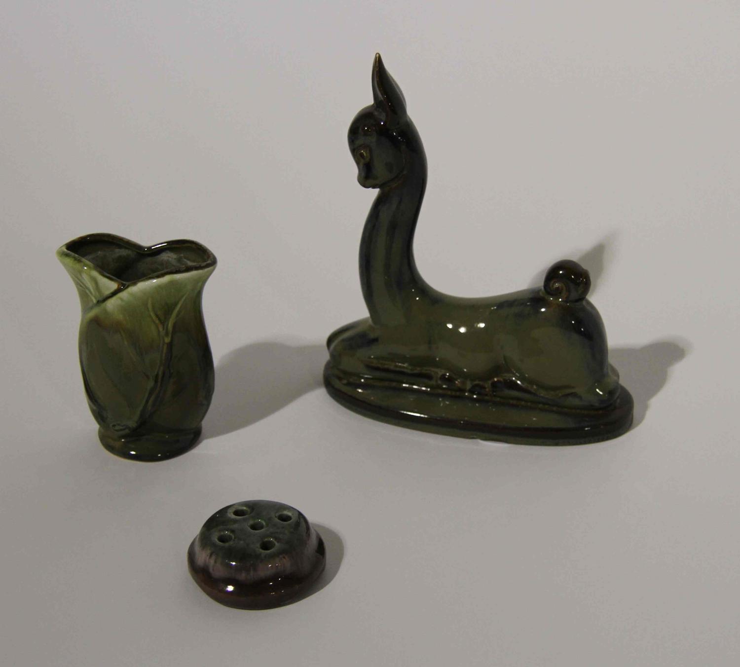 A Group of Five Haeger Pottery Articles Height of tallest 11 1/2 inches.