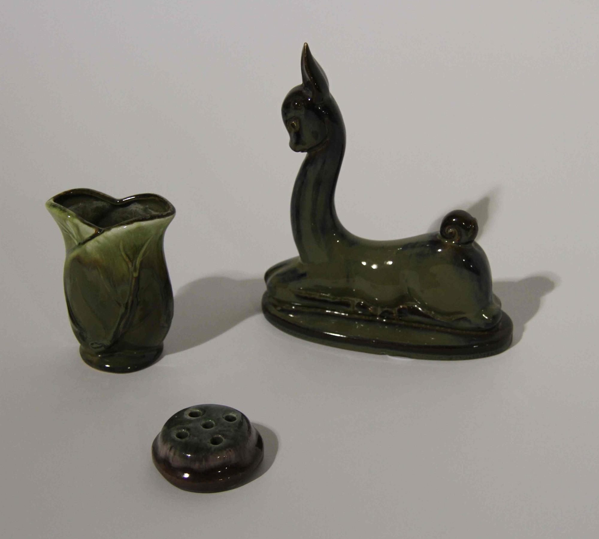 A Group of Five Haeger Pottery Articles Height of tallest 11 1/2 inches.