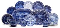 Large Staffordshire Historical Blue transfer-printed platter clews, first third 19th century