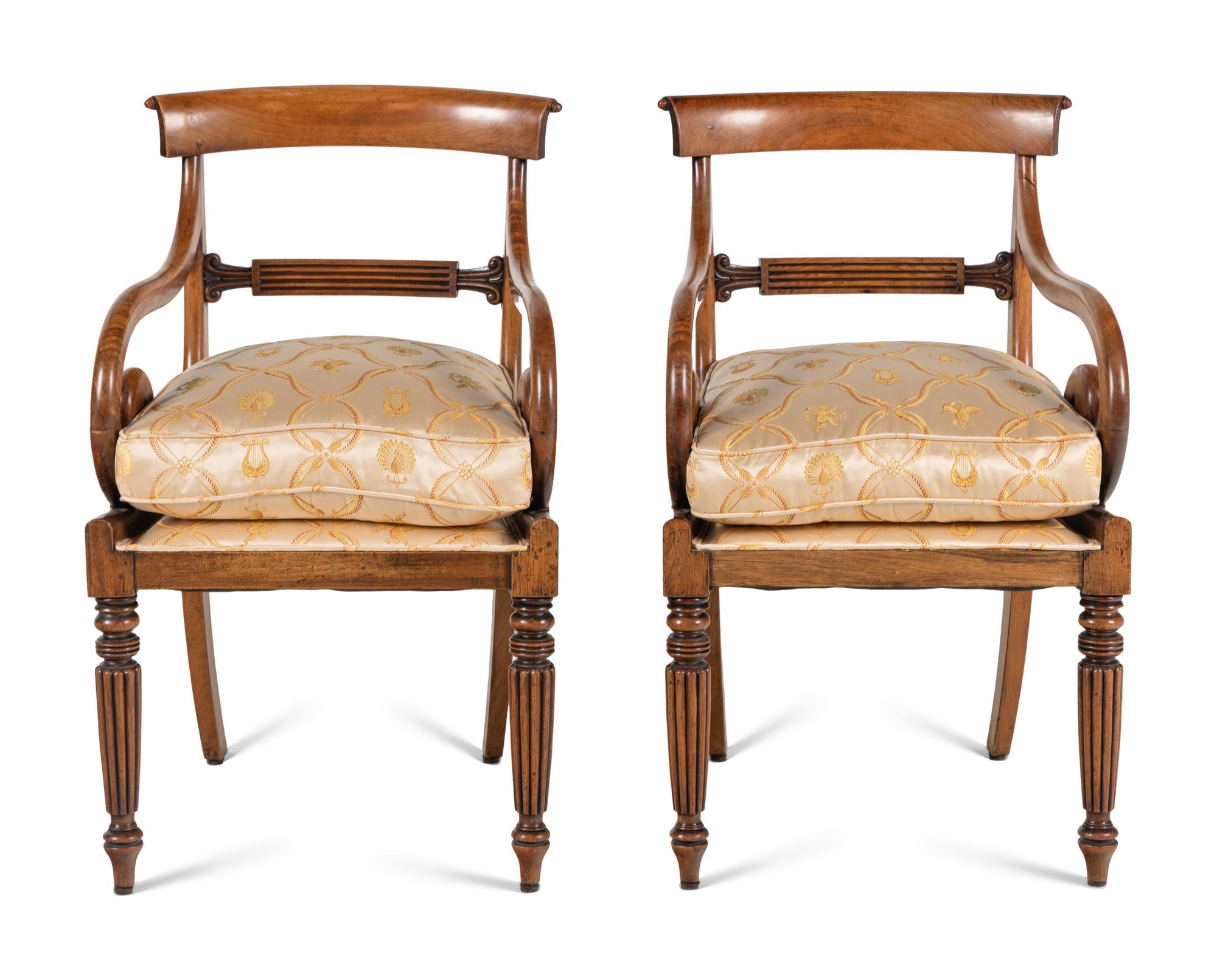 A Pair of Louis Philippe Walnut Armchairs