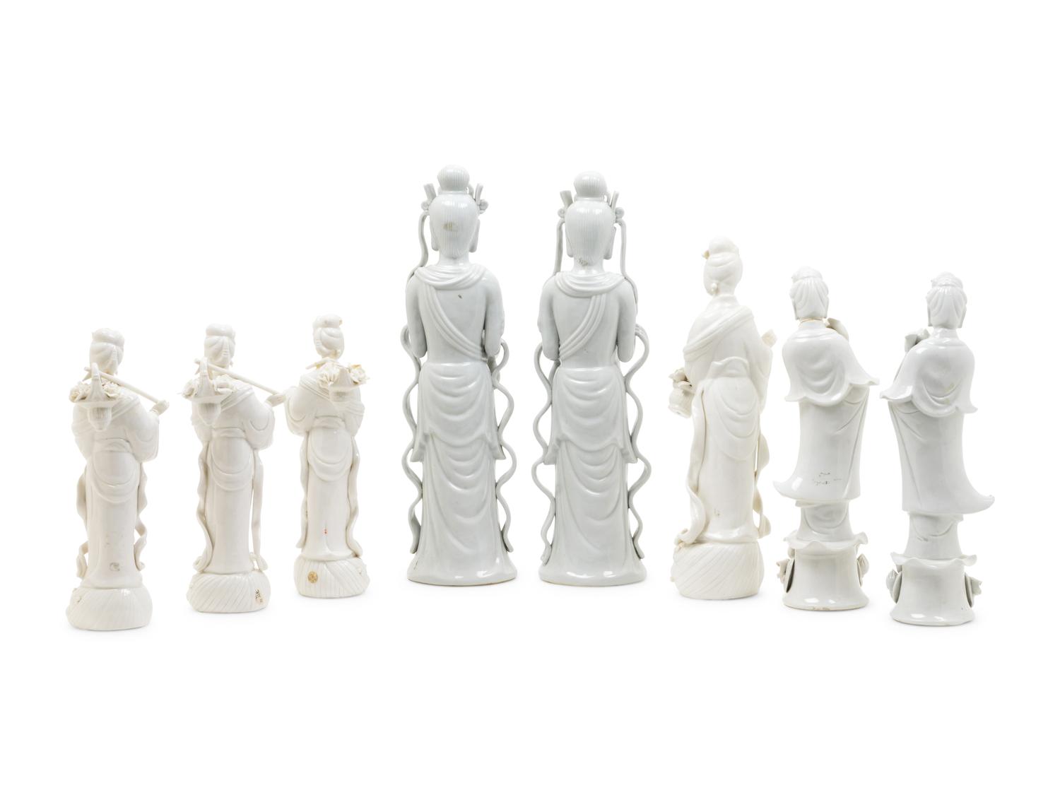 Eight Chinese Blanc-de-Chine Figures of Immortals