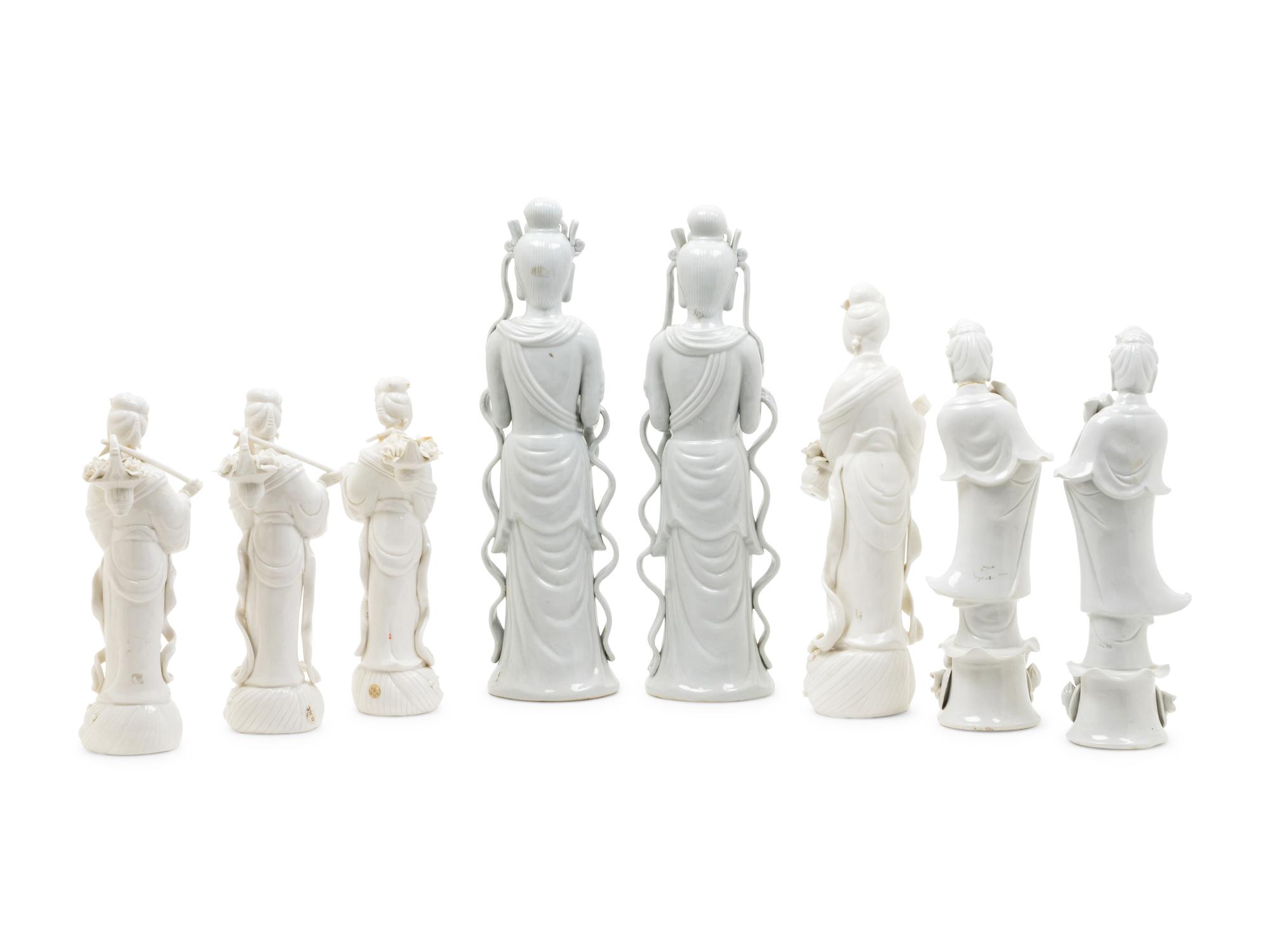 Eight Chinese Blanc-de-Chine Figures of Immortals