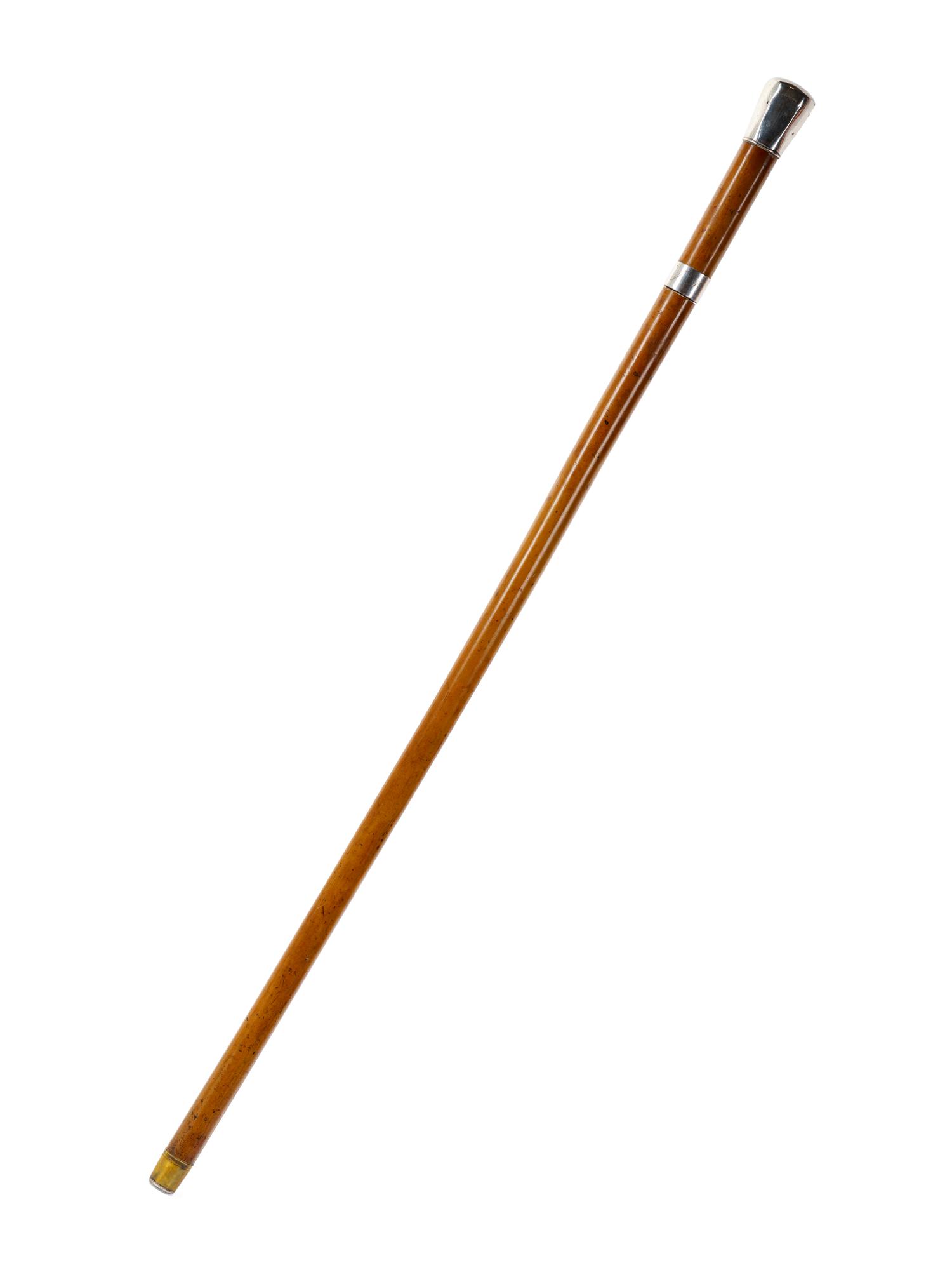 An English Silver Mounted Malacca Dagger 'System' Walking Stick