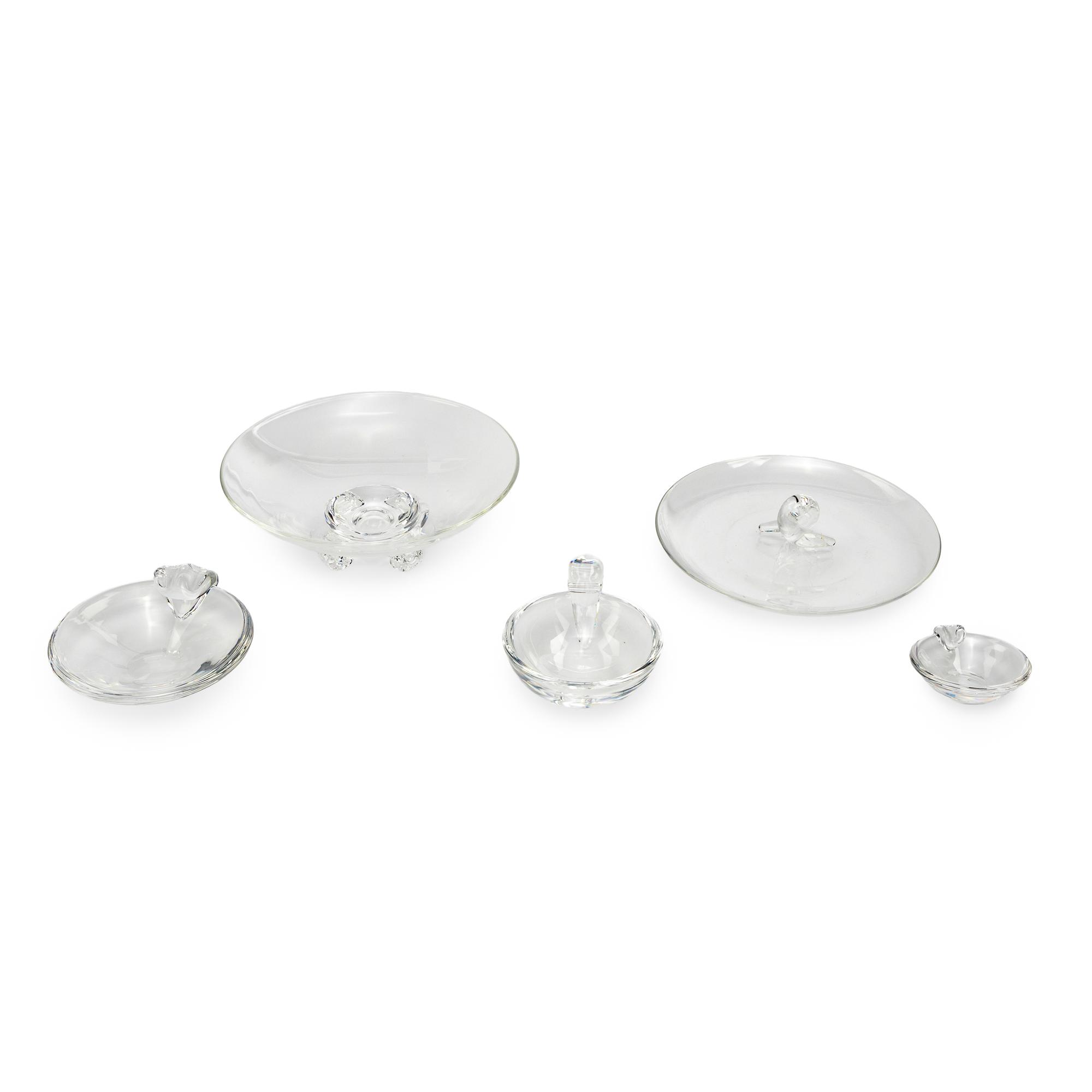A Group of Five Steuben Glass Table Articles
