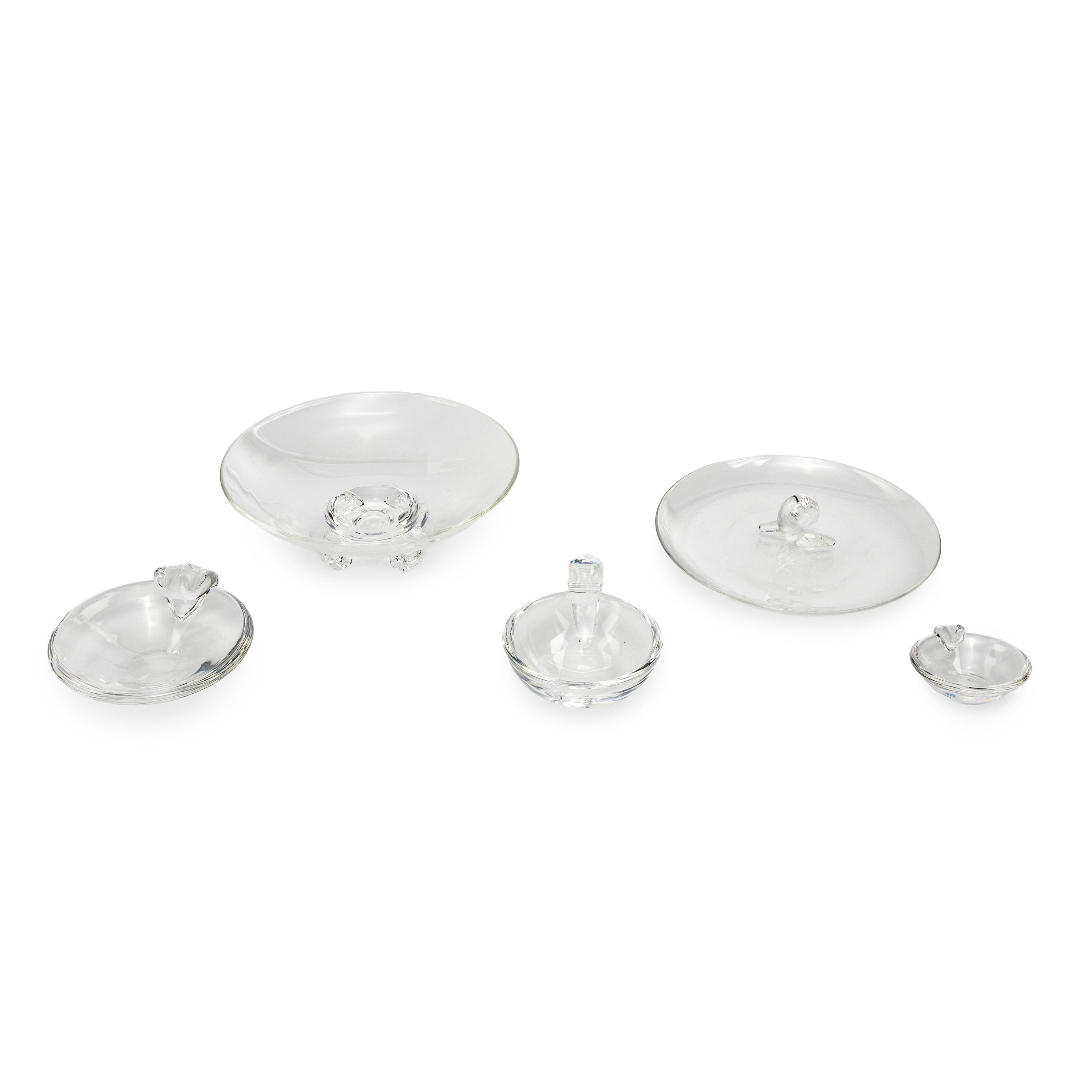 A Group of Five Steuben Glass Table Articles