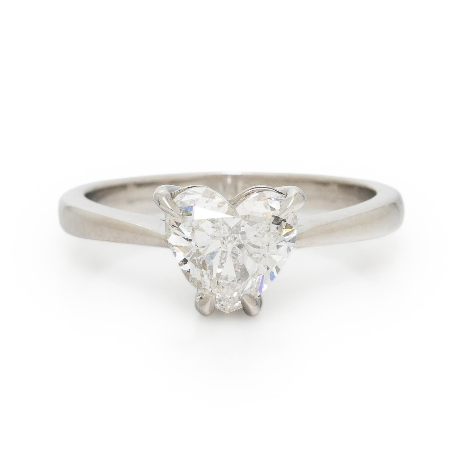 HEART SHAPE DIAMOND AND PLATINUM RING