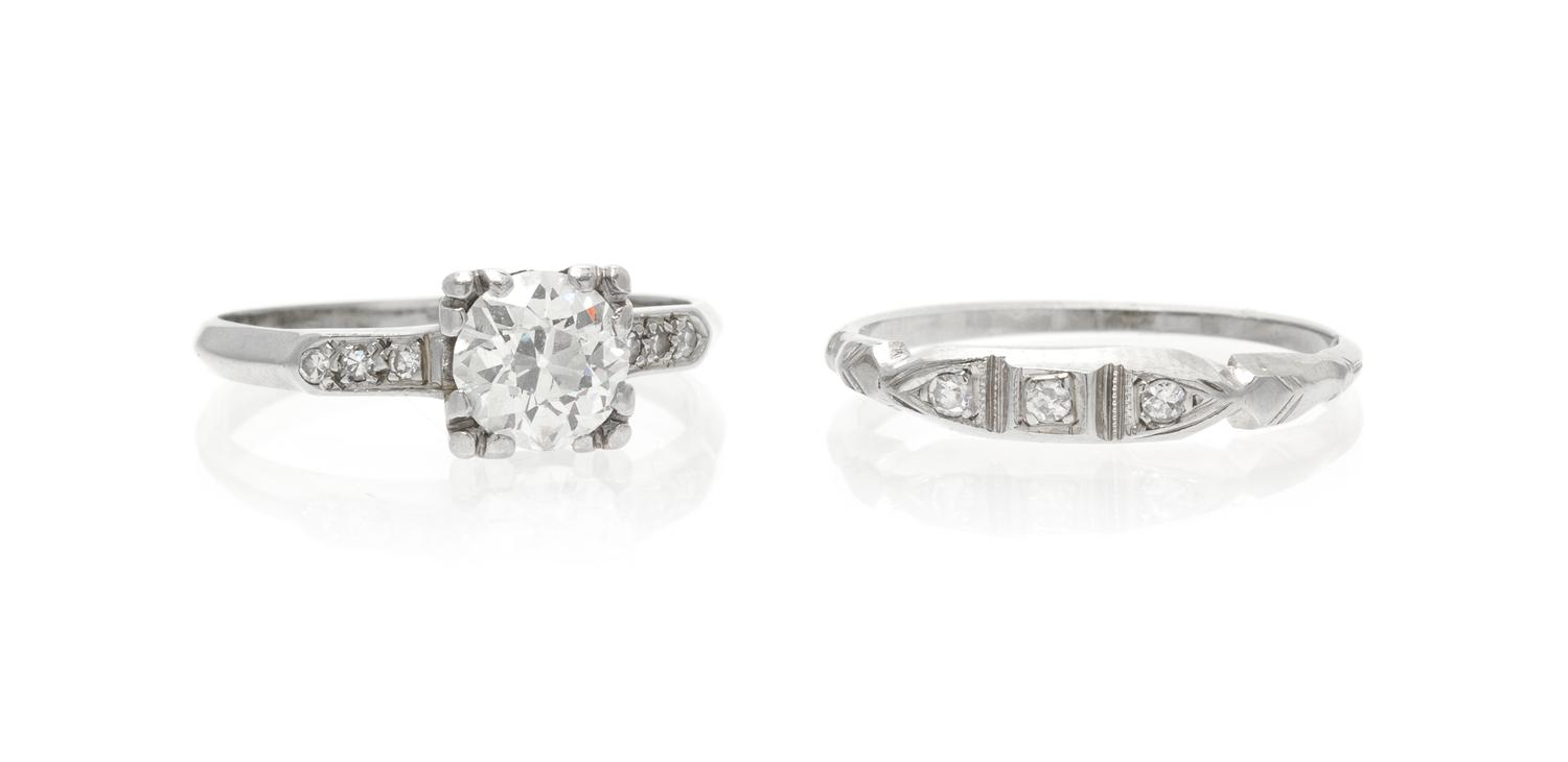 A Collection of White Gold and Diamond Rings, 1.90 dwts.