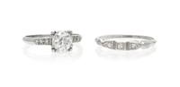 A Collection of White Gold and Diamond Rings, 1.90 dwts.