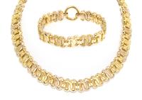 An 18 Karat Yellow Gold Fancy Link Demi Parure, 59.50 dwts.