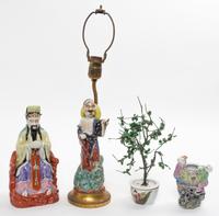 A Group of Four Famille Rose Porcelain Articles Height 20 1/2 inches.