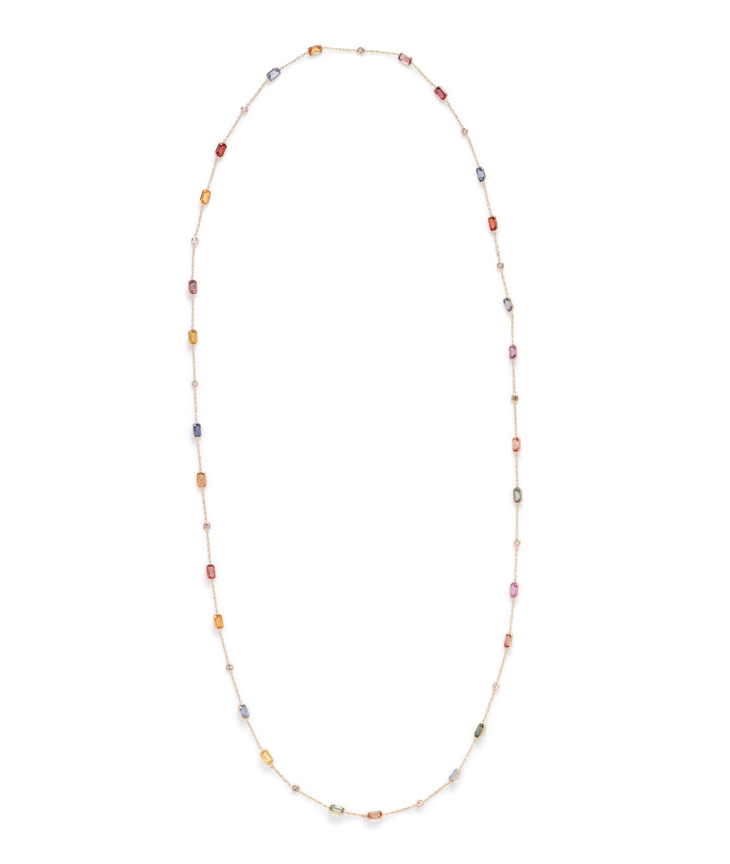YELLOW GOLD, MULTICOLOR SAPPHIRE AND DIAMOND NECKLACE