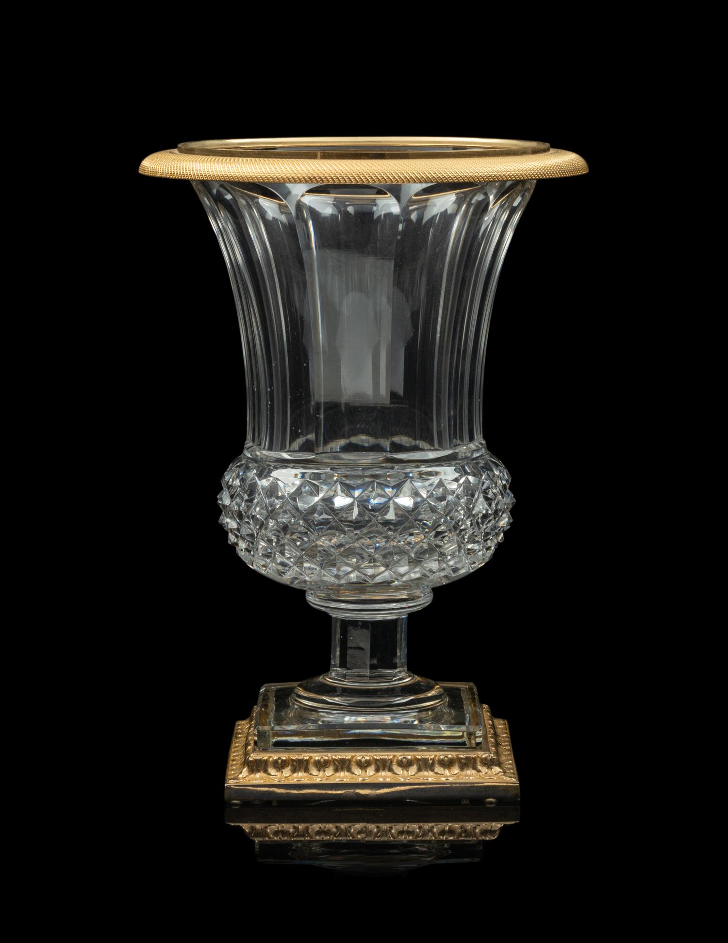 A French Gilt Bronze Mounted Cut Glass Vase