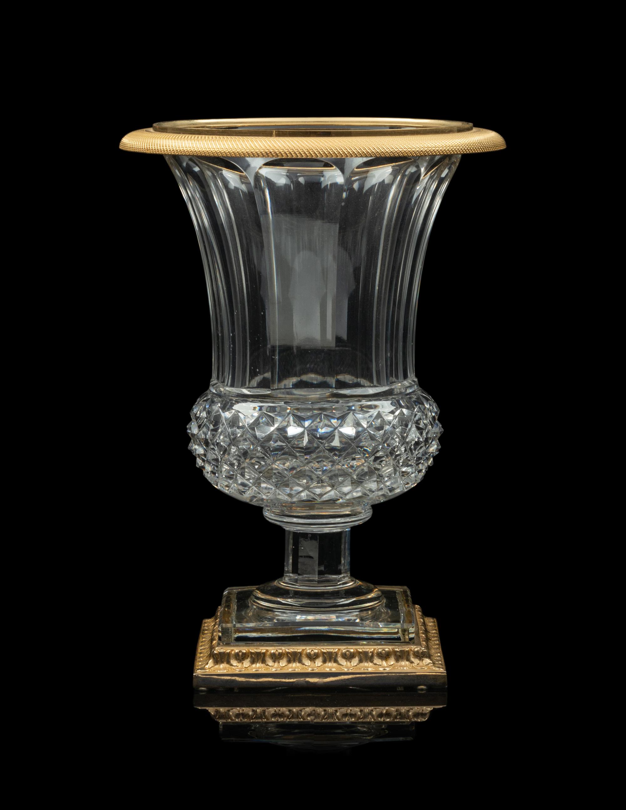 A French Gilt Bronze Mounted Cut Glass Vase