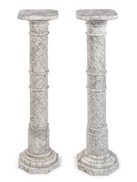 A Pair of Continental Marble Pedestals Height 39 1/2 inches. — FIRST HALF 20TH CENTURY