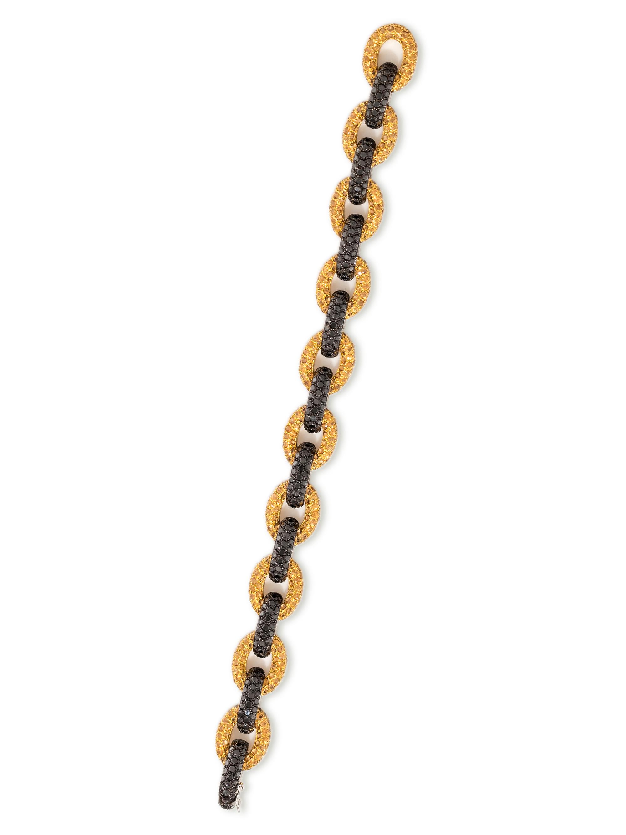 YELLOW SAPPHIRE AND BLACK DIAMOND BRACELET