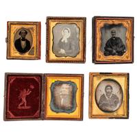 [EARLY PHOTOGRAPHY - PORTRAITURE]. A group of 17 daguerreotype and ambrotype portraits of elderly men and women, including: