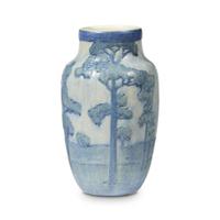 Sadie Irvine for Newcomb College Pottery scenic landscape vase, new orleans, louisiana, 1917