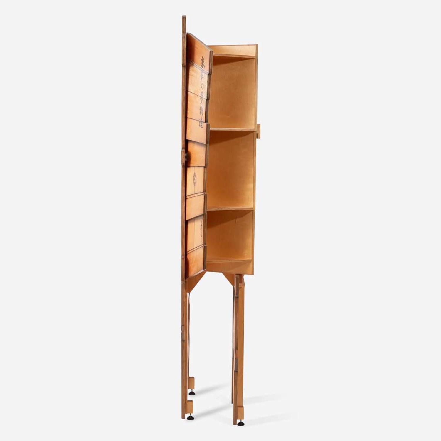 John Cederquist (American, b. 1946) "Hiroshige’s Attempt at Film Noir Furniture" Wave Series Trompe l'Oeil Cabinet, San Clemente, California, circa 1990