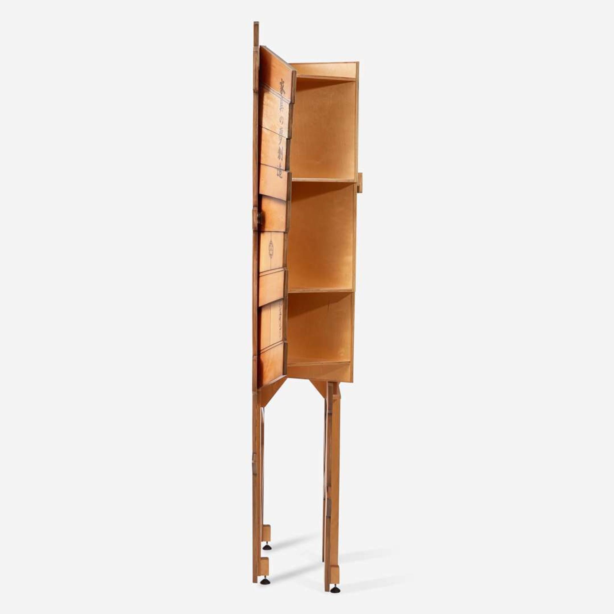 John Cederquist (American, b. 1946) "Hiroshige’s Attempt at Film Noir Furniture" Wave Series Trompe l'Oeil Cabinet, San Clemente, California, circa 1990