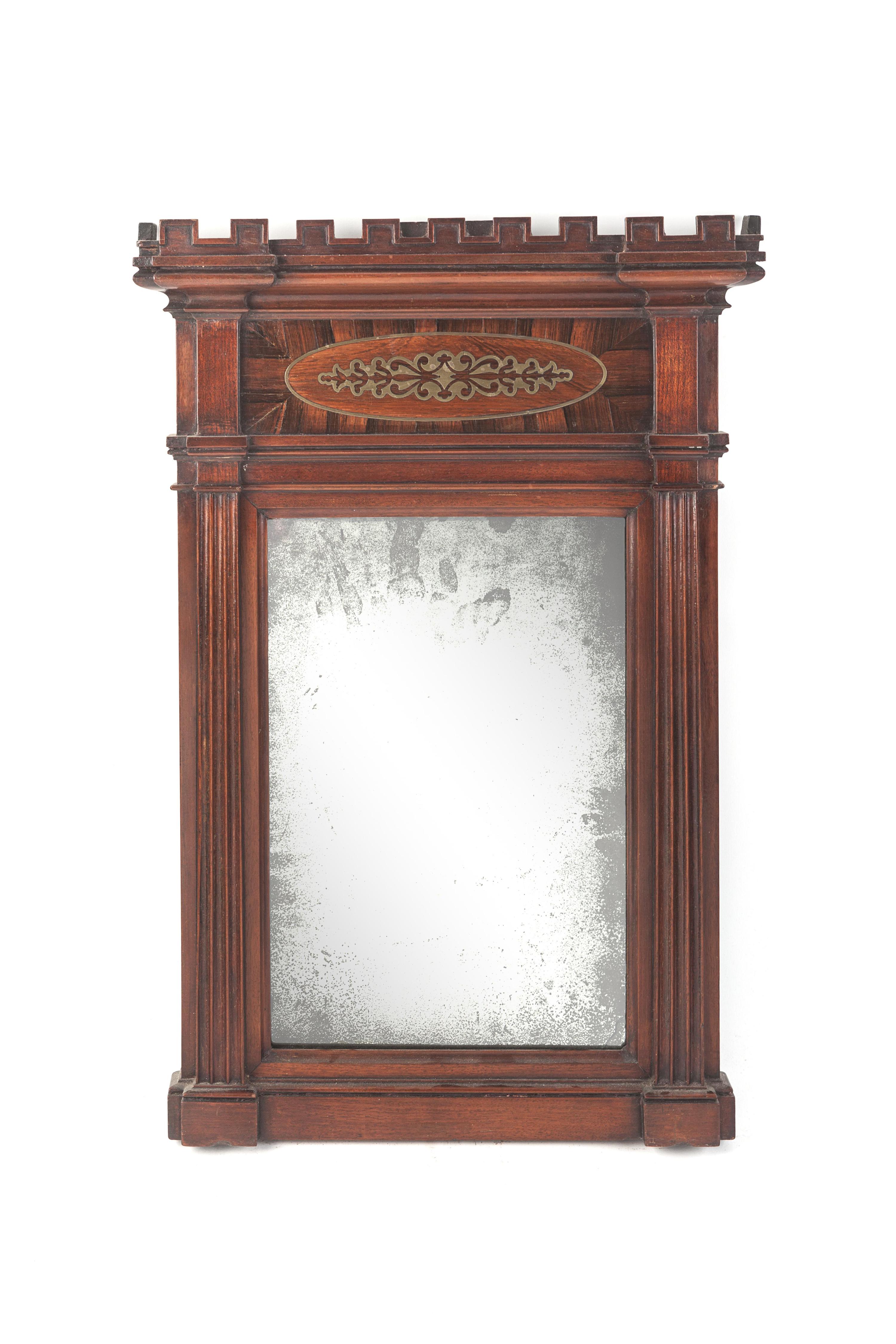 A Brass Inlaid Mahogany Mirror